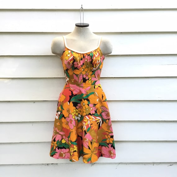 Vintage DeWeese Sun Dress * Mid Century Mod Orange