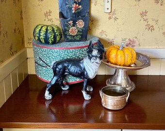 Antique HUBLEY? Boston Terrier Bulldog Dog Cast Iron Door Stop W
