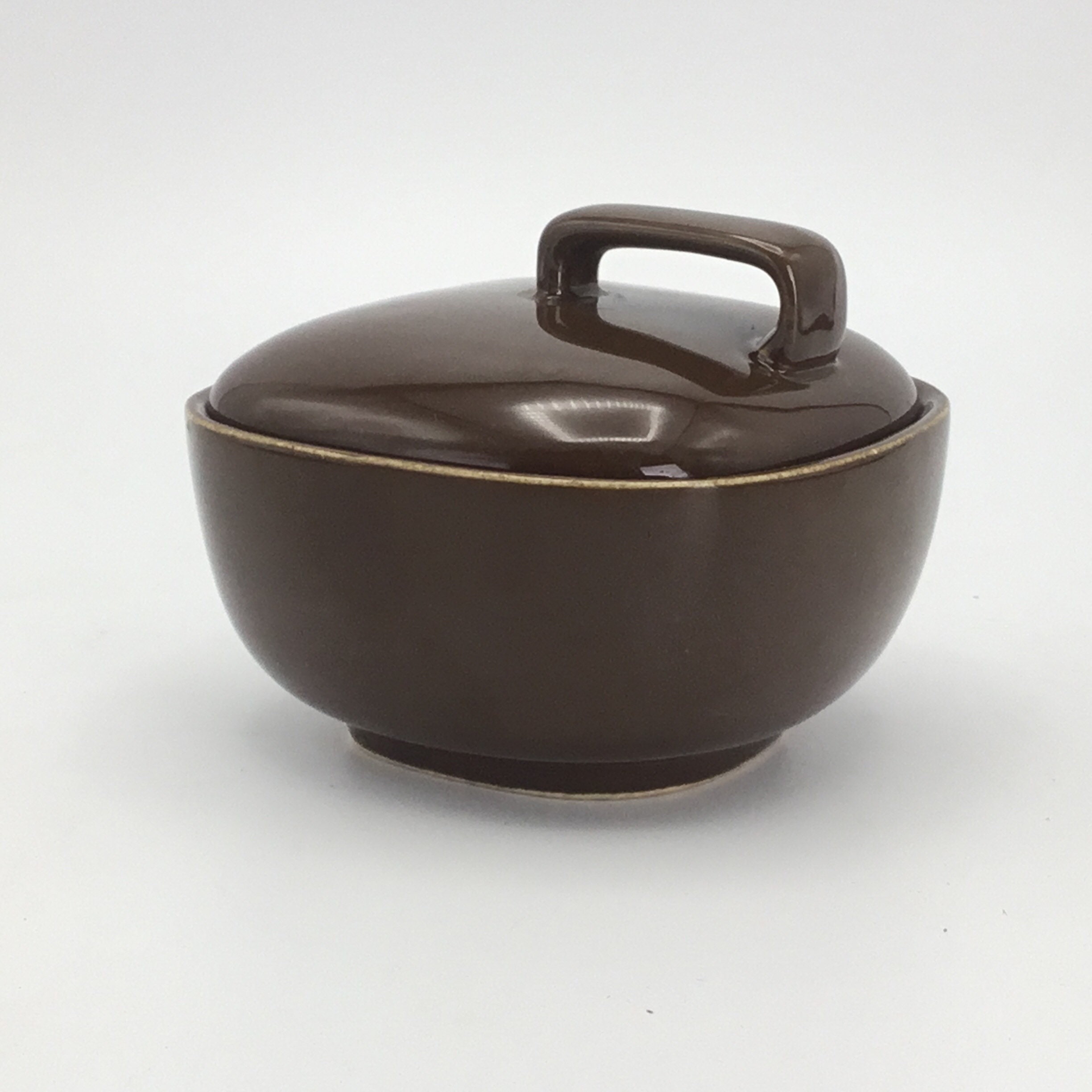 Vintage Brown Ceramic Sugar Bowl with Lid Square Dinnerware Etsy