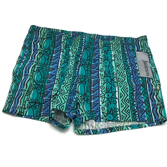 Vintage New Old Stock Jantzen Swim Trunks Cotton Abstract Tropical