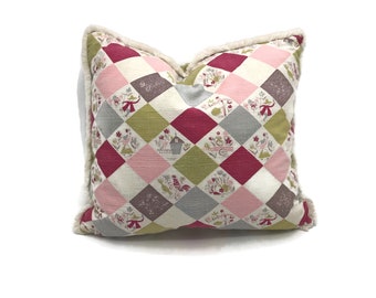 Barkcloth Accent Pillow * Garden Scenes
