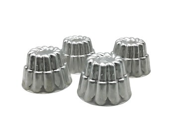 Fancy Double-Tiered Fluted Jello Molds Individual Sized Set of 4