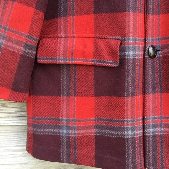 Vintage Pendleton Wool Coat * Size Large * Red, B… - image 4