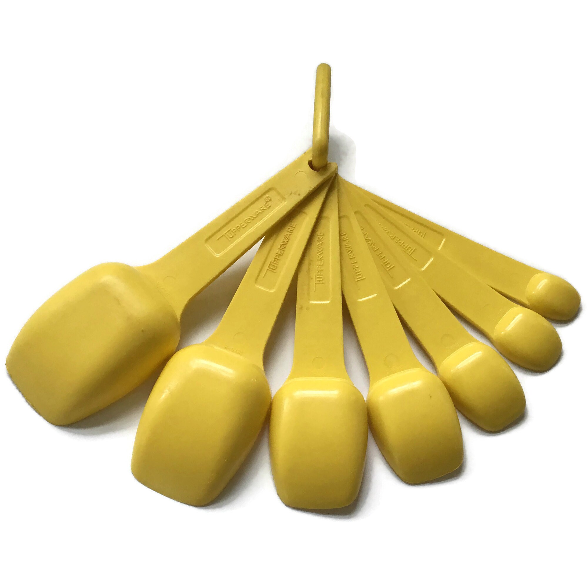 Vintage Tupperware Measuring Spoons Citrus Yellow Set of 7 