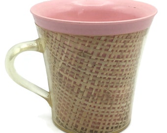 Vintage Pink Raffia Ware Coffee Mug