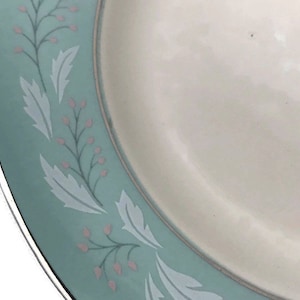 Homer Laughlin Cavalier &quot;Romance&quot; Bread and Butter Plates * Frosty Foliage and Pink Berries on Aqua Band
