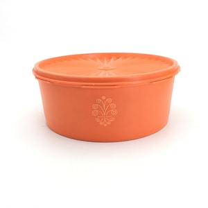 Vintage Citrus Orange Tupperware #1204 Servalier Container with Lid