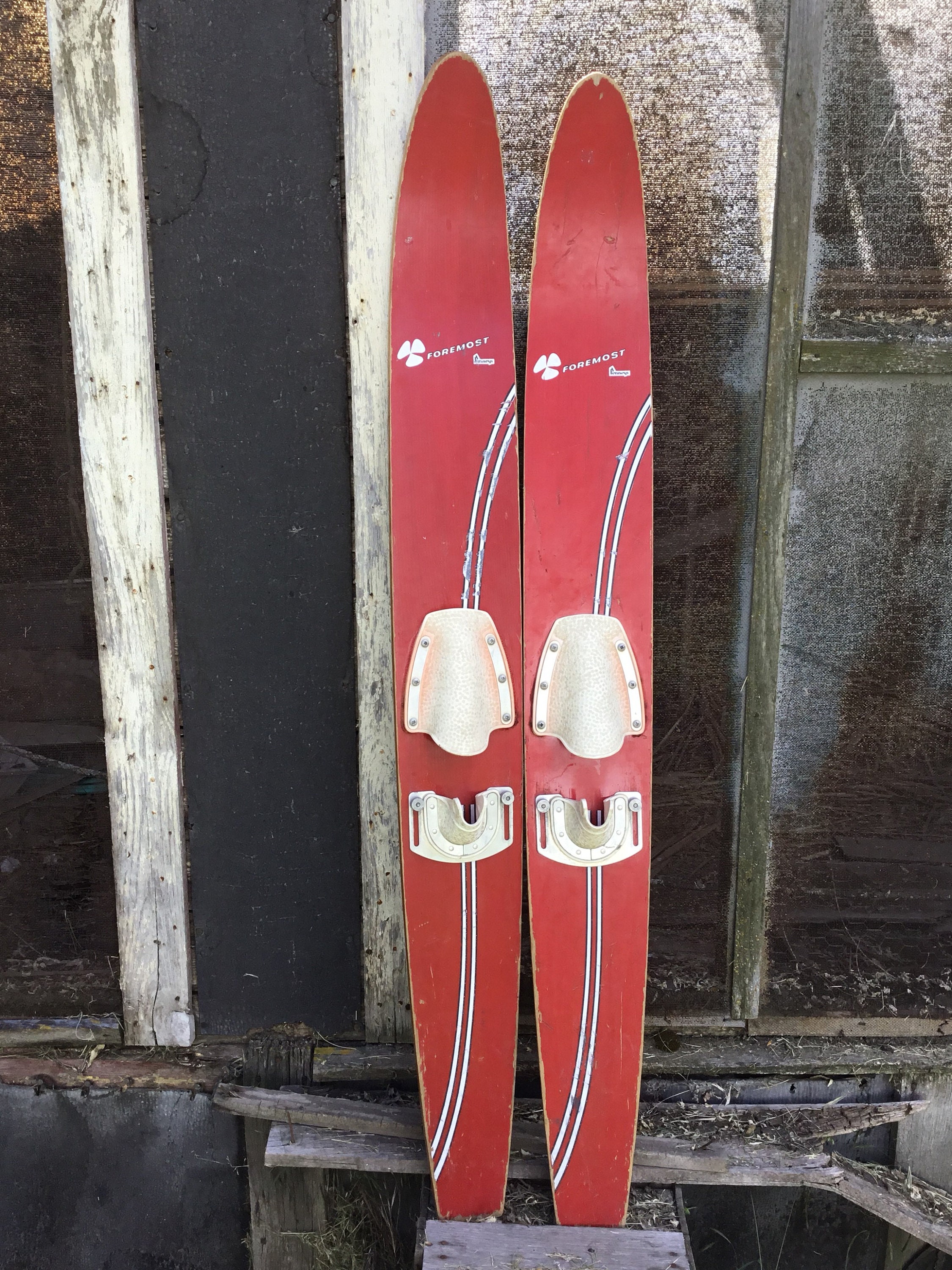 Vintage Wooden Water Skis Penneys Foremost Childs Ski Lake Cabin