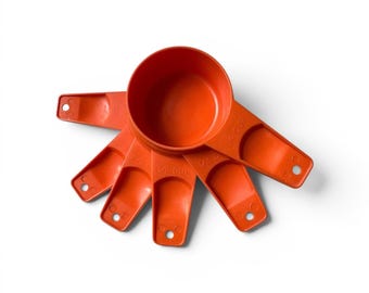 Vintage Bright Orange Tupperware Measuring Cup Set
