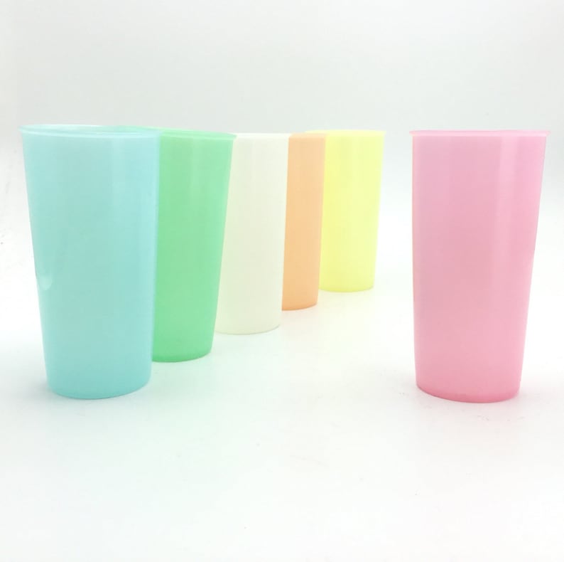 9 ounce #116 * Set of 6 Vintage Sheer Pastel Tupperware Tumblers * Like New Condition image 1