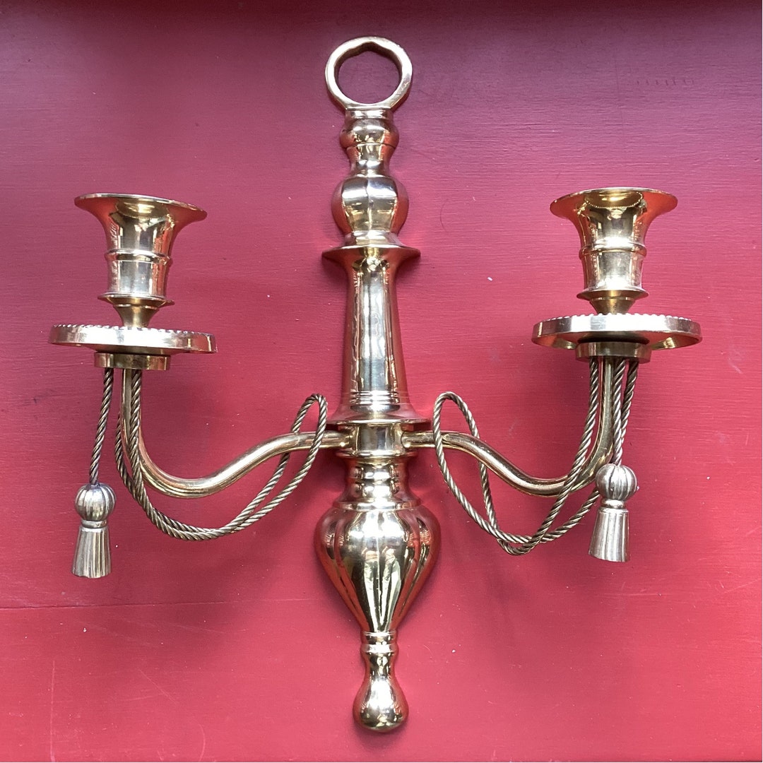 Vintage Brass Candlestick Candelabra Sconce Etsy