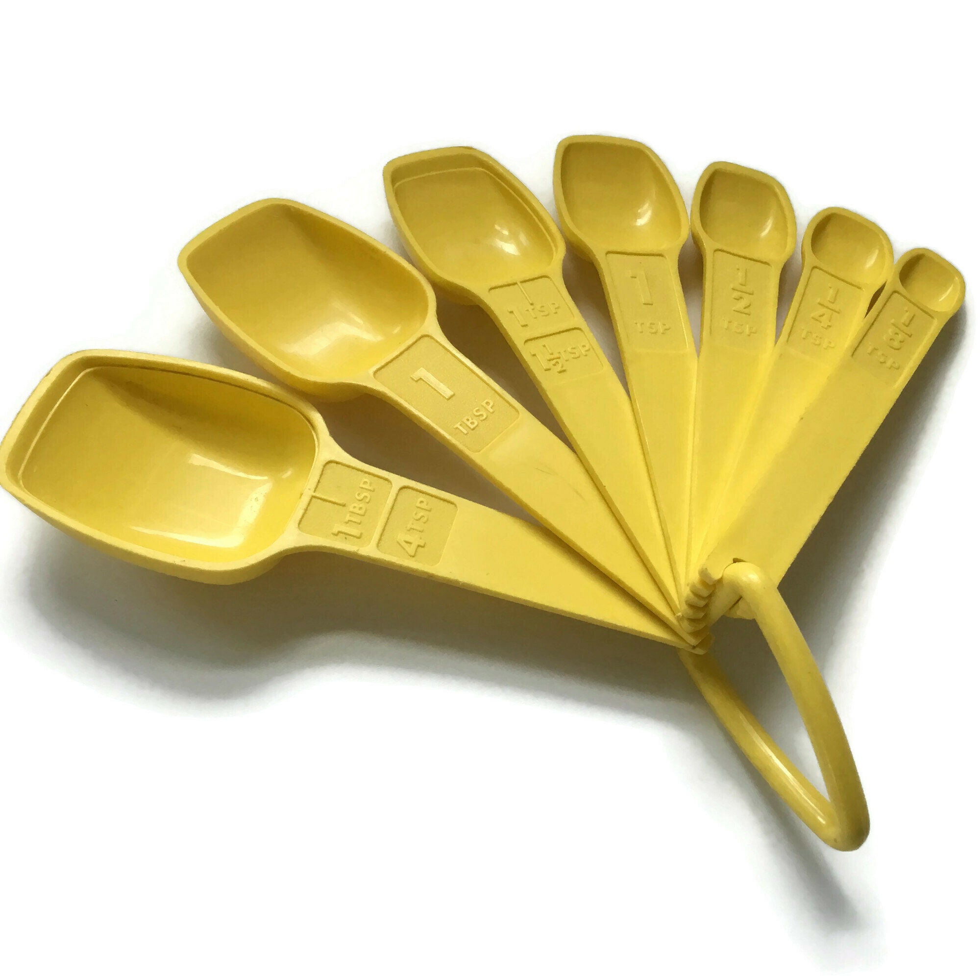 Vintage Daffodil Yellow Tupperware Stacking Set of 6 Measuring Cups