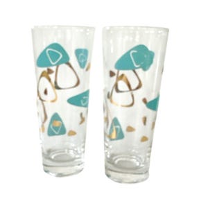 6-3/4” Vintage Boomerang Amoeba  Highball Glass * MCM Federal Glass Contemporary #4695 * Sold Individually or in Sets