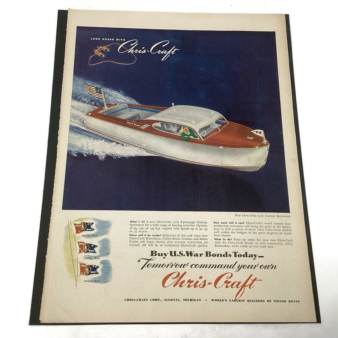 Vintage Chriscraft Advertisement * 1940s 22’ Custom Sportsman Boat Etsy