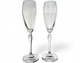 Vintage Mikasa Spring Petals Champagne Flute Glass Set of 2