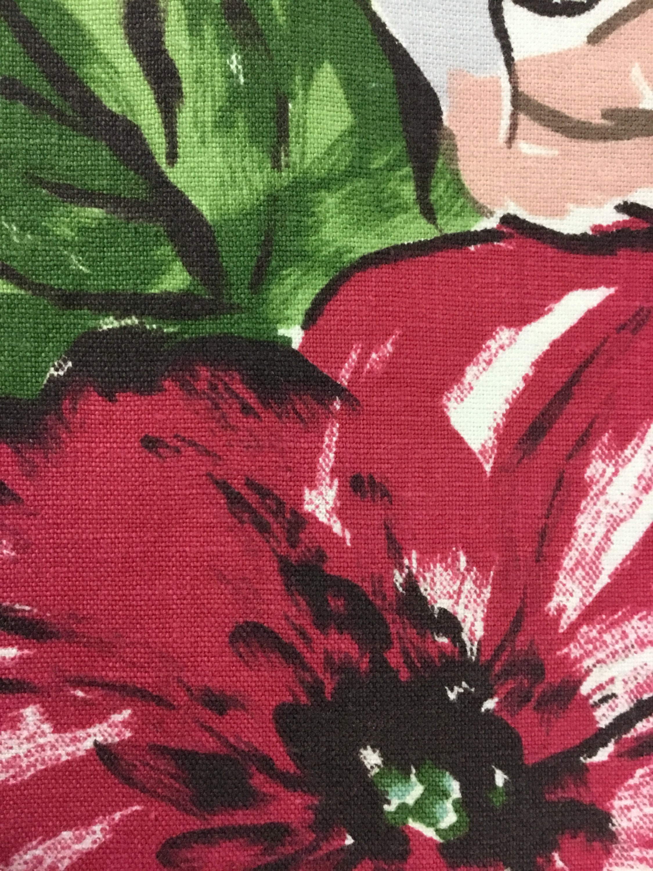 Vintage Upholstery Fabric Red Pink White Hibiscus Flowers Etsy