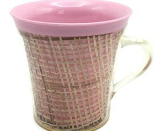 Vintage Bright Pink Raffia Ware Coffee Mug