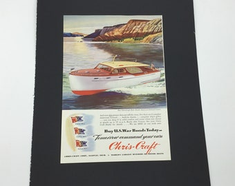 Vintage Chris-Craft Advertisement * 1940s  Double Stateroom Enclosed Cruiser