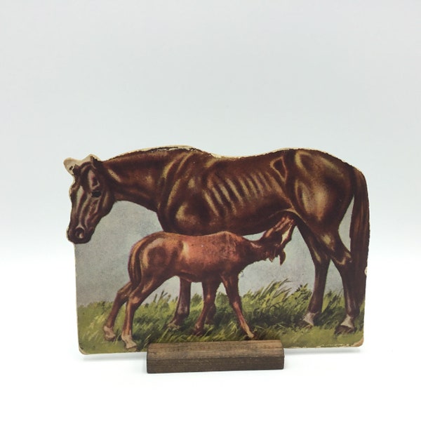 Vintage Farm Animal Stand-Up * Educational Graphic Toy * Whitman Lithograph Standard-Bred Horse and Colt