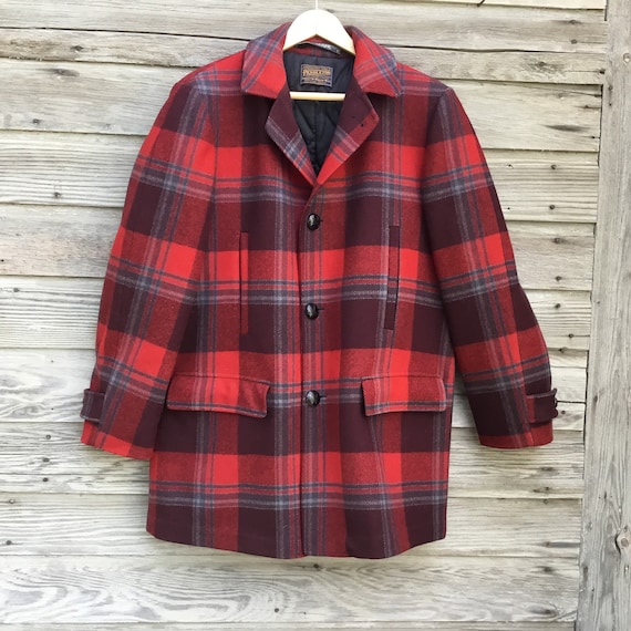 Vintage Pendleton Wool Coat * Size Large * Red, B… - image 2