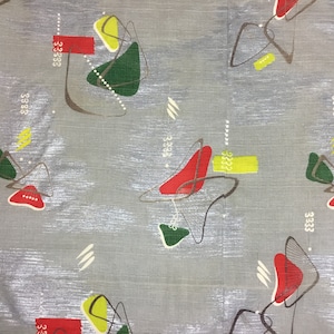 Vintage Atomic Boomerang Amoeba Barkcloth Drapery Panel