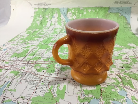 Vintage Anchor Hocking Fire King Beverly Coffee Mug * Orange Ombr