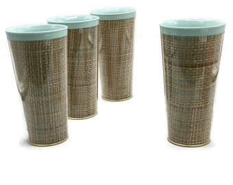 Vintage Raffia Ware Beverage Tumbler Set of 4