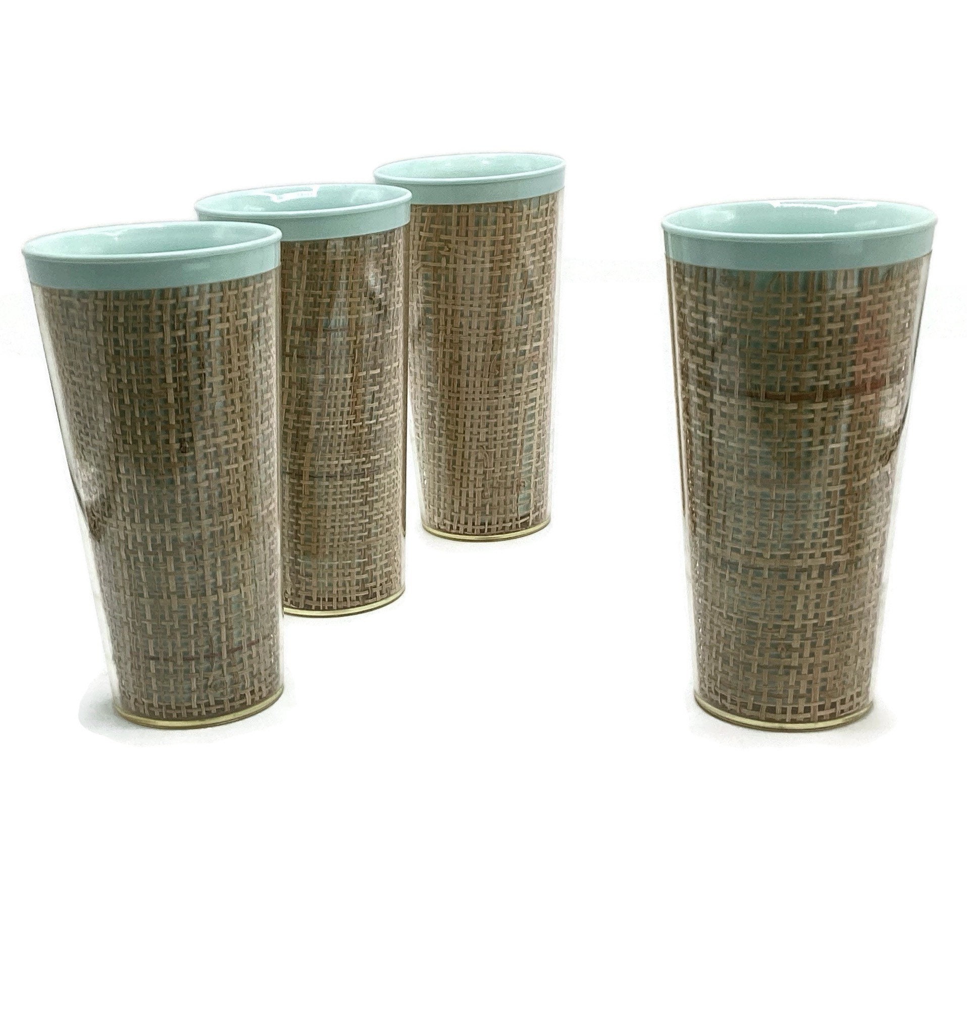 Vintage Raffia Ware Beverage Tumbler Set of 4 - Etsy