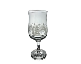 1980's Collectible Arbys  ‘Pines’ Winter Wonderland Etched Trees Water Glasses * Stemware