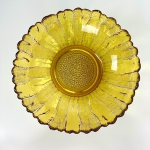 1960s Anchor Hocking Country Estate Salad Bowl * Serving Bowl * Yellow Daisy * Harvest Gold Sunflower