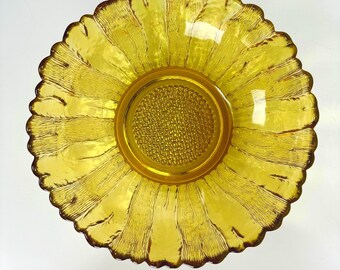 1960s Anchor Hocking Country Estate Salad Bowl * Serving Bowl * Yellow Daisy * Harvest Gold Sunflower