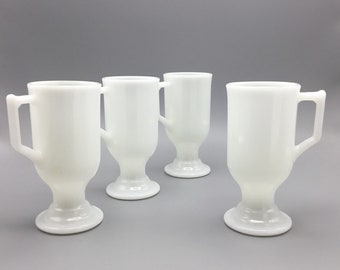 Milk Glass Pedestal Mug Set of 4