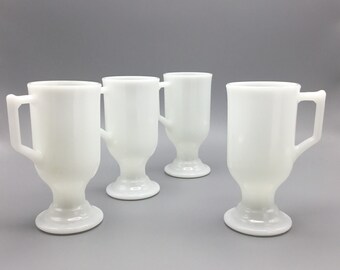 Milk Glass Pedestal Mug Set of 4