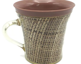 Vintage Brown Raffia Ware Coffee Mug