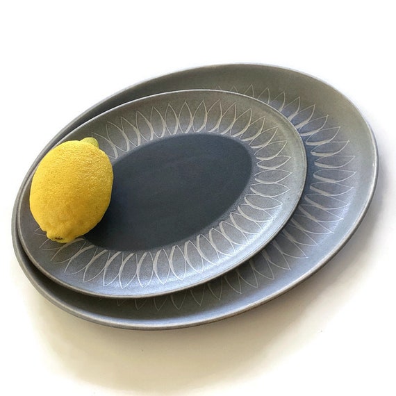 Vintage Serving Platter Set of 2 Denby blue Echo Etsy
