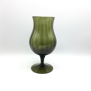 Mid-Century Green Italian Empoli Optic Style Stemmed Vase