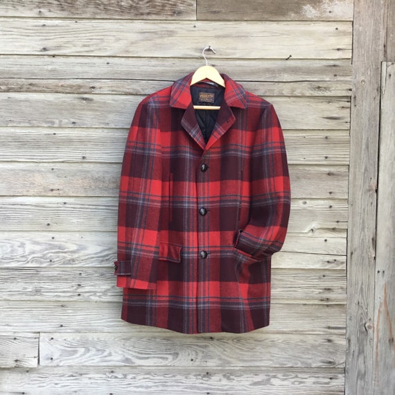 Vintage Pendleton Wool Coat * Size Large * Red, B… - image 1