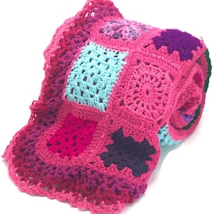 Vintage Handmade Crochet Granny Squares Throw * Boho Bedding