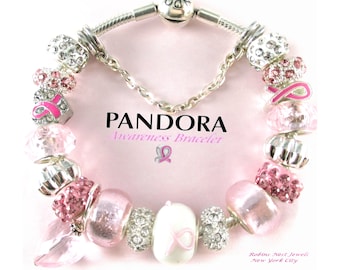 Awareness Bracelet, Charms or CHOOSE, Pandora or Non Pandora Bracelet, Both with, Non Branded Beads & Charms,Pink Ribbon