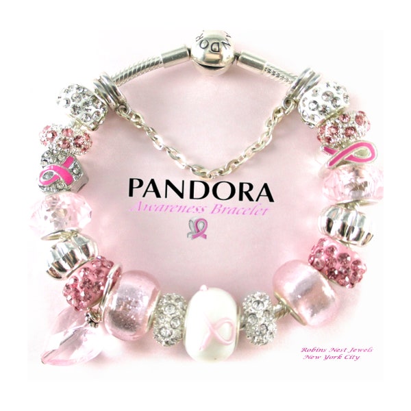 Awareness Bracelet, Charms or CHOOSE, Pandora or Non Pandora Bracelet, Both with, Non Branded Beads & Charms,Pink Ribbon