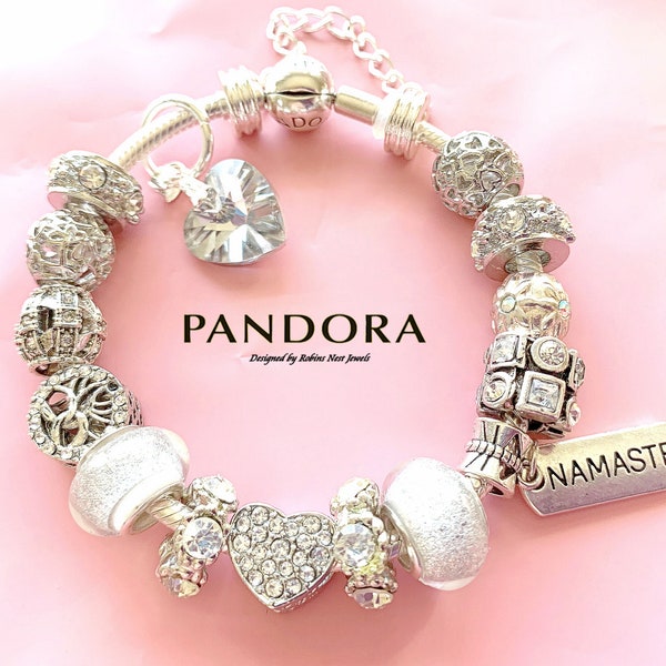 Pandora Bracelet-Namaste Compatible Charms, or CHOOSE, with Bracelet Authentic Pandora Sterling Silver or Non Pandora, Silver Plated S122