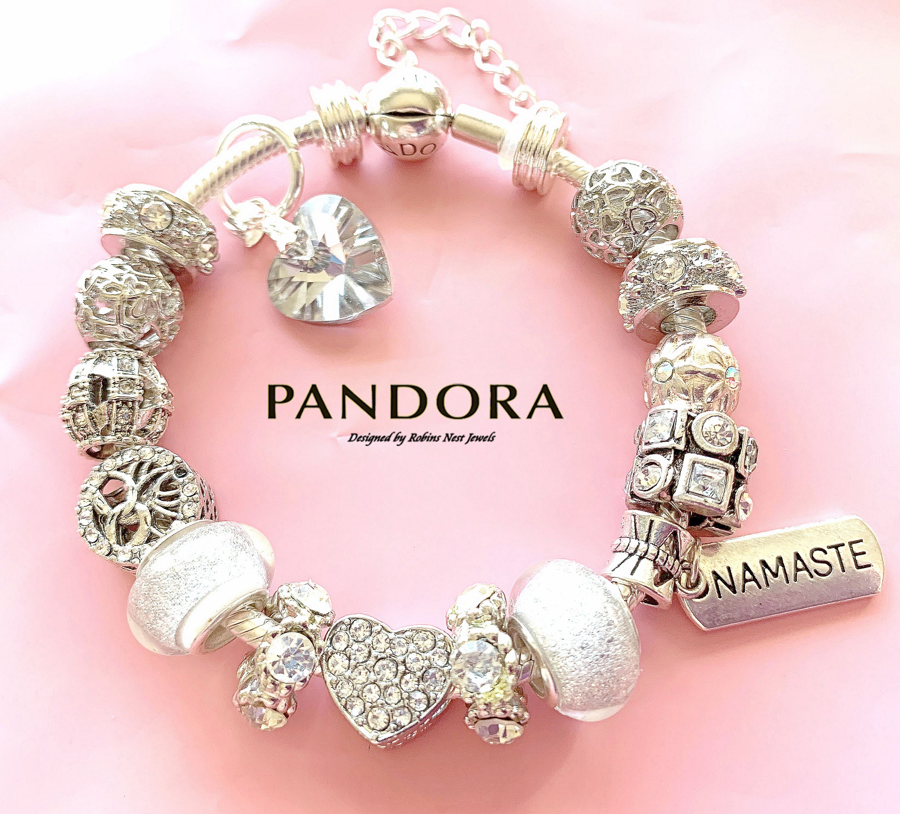 Pandora Bracelet-Namaste Compatible Charms, ou CHOISISSEZ, avec Bracelet  Authentique Pandora Argent Sterling ou Non Pandora, Plaqué Argent S122 -  Etsy France