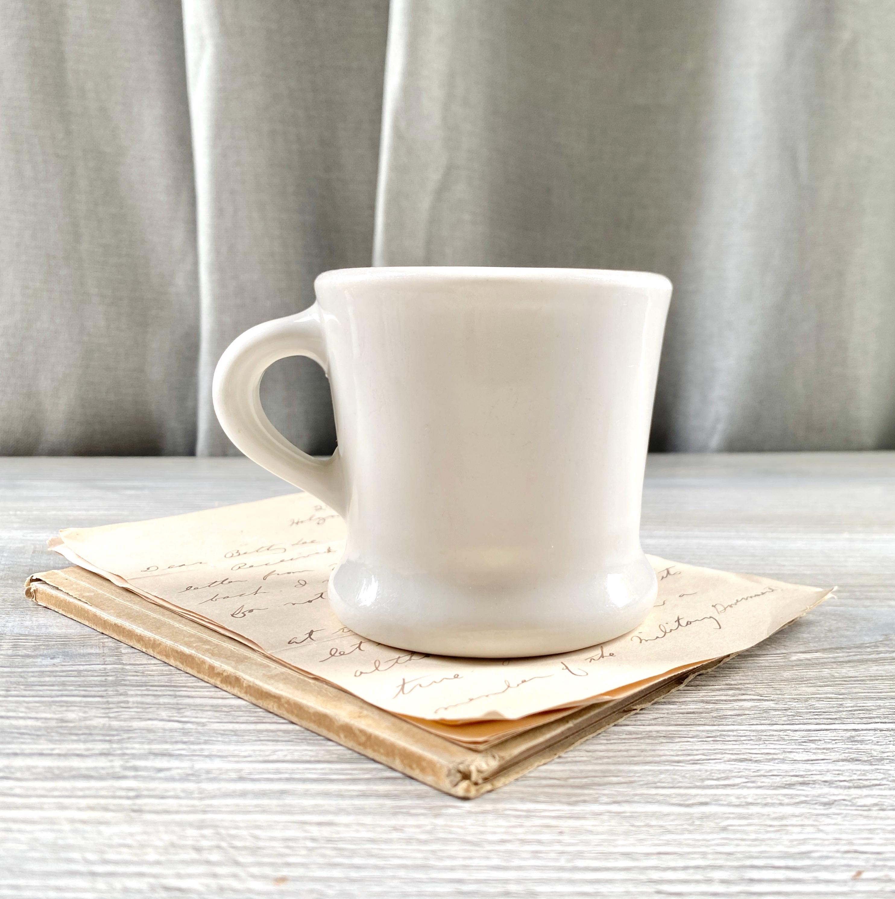 Antique White Ironstone HALL Shaving Mug Restaurant Style Thick Coffee Cup