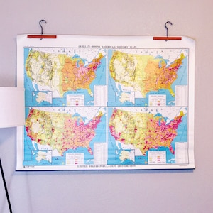 Vintage Large School Map - United States Nystrom History Poster Classroom US Wall Art