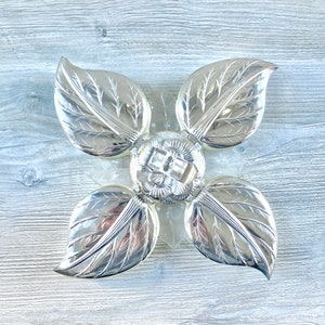 Vintage Karoff Lucite Snack Tray - Silver Leaf Midcentury Plastic Serving Dish Candy Bowl MCM