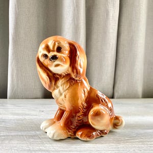 Vintage Royal Copley Brown Ceramic Puppy Dog Planter Flower Pot Pottery Cocker Spaniel