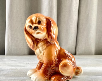 Vintage Royal Copley Brown Ceramic Puppy Dog Planter Flower Pot Pottery Cocker Spaniel