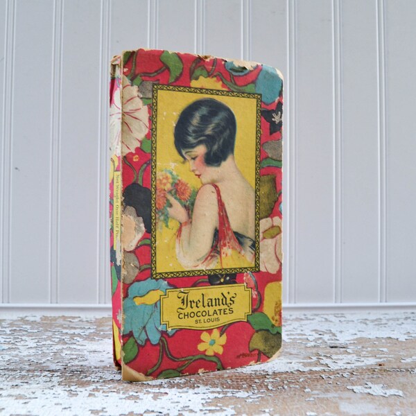 Antique St. Louis Chocolate Candy Box with Flapper Girl