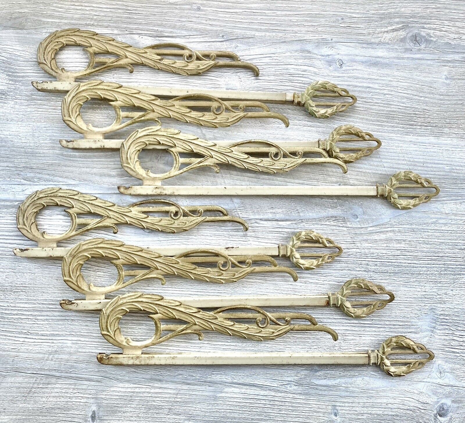 Authentic Antique Victorian Drapery/curtain Rings and Finials Period Window  Treatment/wall Hanging/inside Door Treatment/home Décor, 18 Pcs 