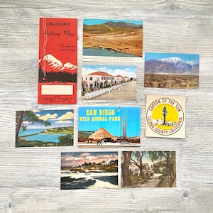 Vintage Lot California Travel Souvenirs San Diego Vacation Epherma Map